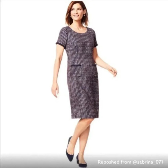 Talbots TWEED FRINGE SHIFT dress - Picture 1 of 12